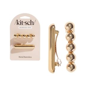 Gold Metal Barrettes 2pcs Kitsch